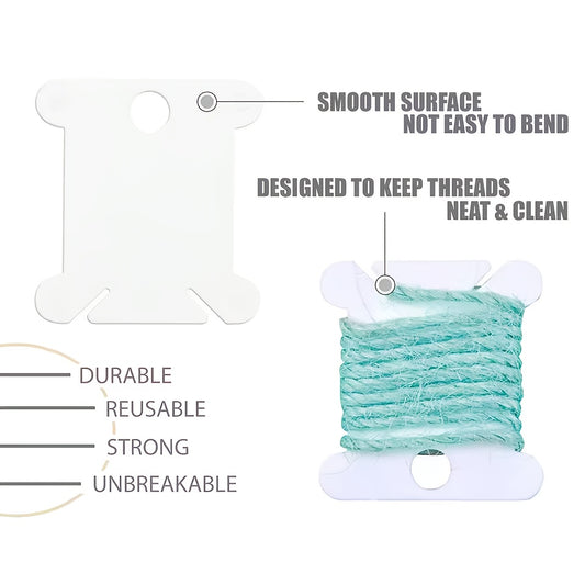 200pcs White Embroidery Floss Organizer Cards - DIY Cross Stitch Thread Winding Boards, Fishing Line & Jewelry Packaging, Durable Cardboard with Easy Labeling