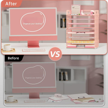 SUPEASY 8-Layer Paper Letter Holder with Handles, Office Desk Organizers And Additions, Paper Organizer for Home And Office
