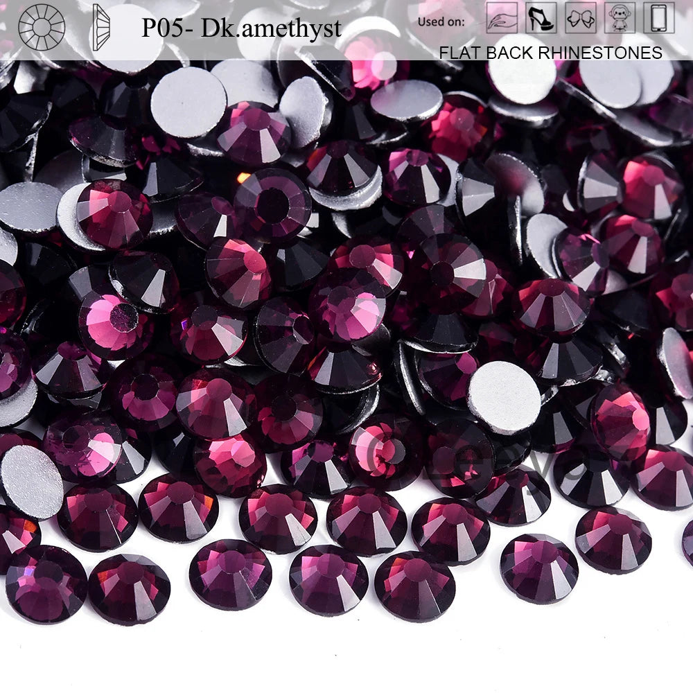14400Pcs SS3-SS20 Mix Size Glass Rhinestones Crystal Non-hotfix Flatba