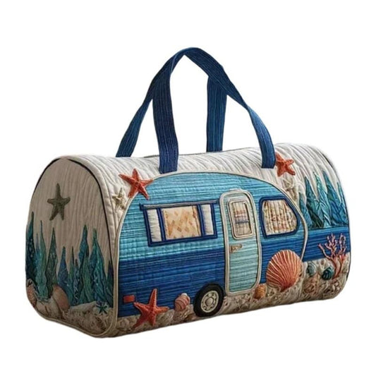 Hippie Boho Quilted Duffel Bag - Vintage Quilted Overnight Travel Bag with Straps, Bohemian Multicolor Suitable for Gym, Weekend Trips, Overnight Luggage Carrier, Tote for &