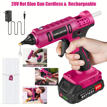 Cordless Hot Glue Gun Kit | Pink Fast Heating, Wireless, Includes 12pcs 0.43'' Large Glue Sticks, Suitable for, Arts & Crafts, Decorations, Gift for Women, CHristmas
