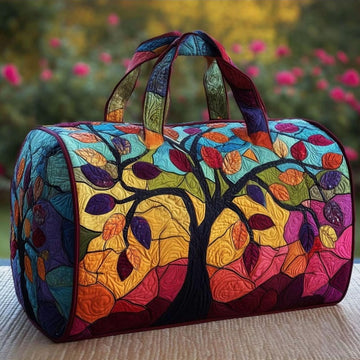Unisex Bohemian Printed Quilted Weekend Bag - a Soft Travel Duffle Featuring a Hippie Design, Machine Washable, Perfect for Weekend Trips, Airports, And Casual Attire
