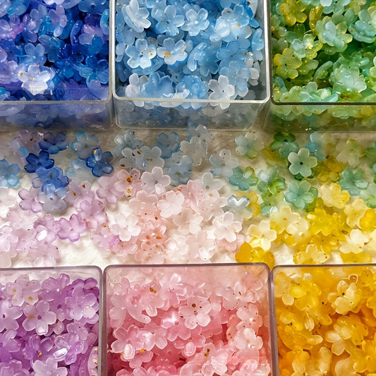 105pcs of Gradient Multicolored Five-Petal Flowers, Beautiful Buttons, Ideal for Decorating Handmade Jewelry, Suitable for Miniature Crafts, Perfect for Sewing, Knitting, Scrapbooking, Projects, Necklaces, Earrings, Phone Chains
