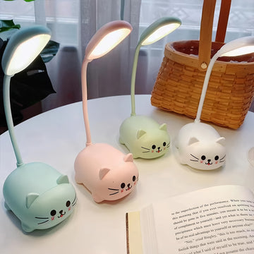 Foldable USB Rechargeable Reading Light - LED Night Light Lamp - Mini Cat Table Lamp - Portable LED Night Light - Cute Desk Lamp