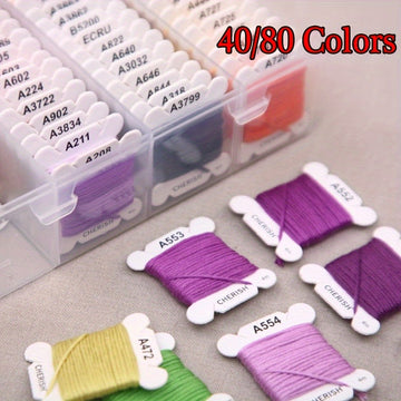 40/80 Color All-Purpose Cross-Stitch & Sewing Floss Kit - Heavy-Duty Polyester Thread with 40/80 Color-Coded Spools (A-Z & 001-980 Numbers) for DIY Crafts, Embroidery, Cross-Stitch Projects, Professional Sewing Supplies - Handcraft Essentials